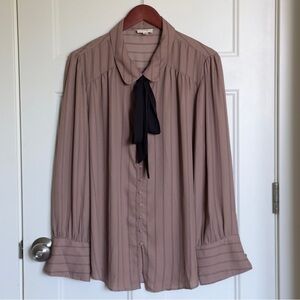 Blu Pepper Brown and Black Blouse Chic Top
